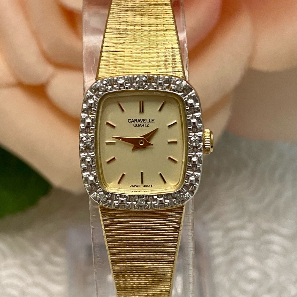 Gorgeous Vintage 1987 Caravelle by Bulova Diamond Embellished Cocktail Watch
